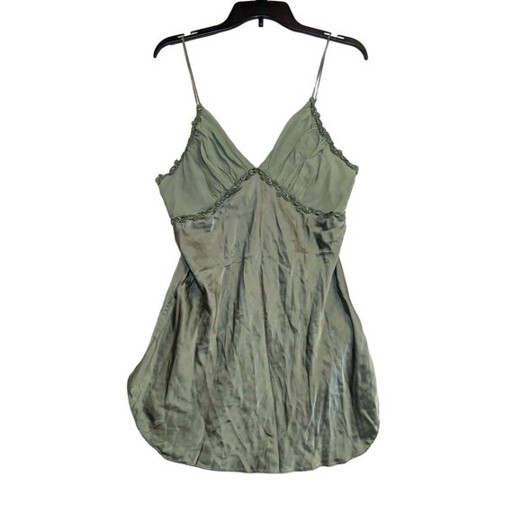 Victorias Secret Vintage Gold Label Green Lace & Silk Nightgown L - Picture 1 of 4